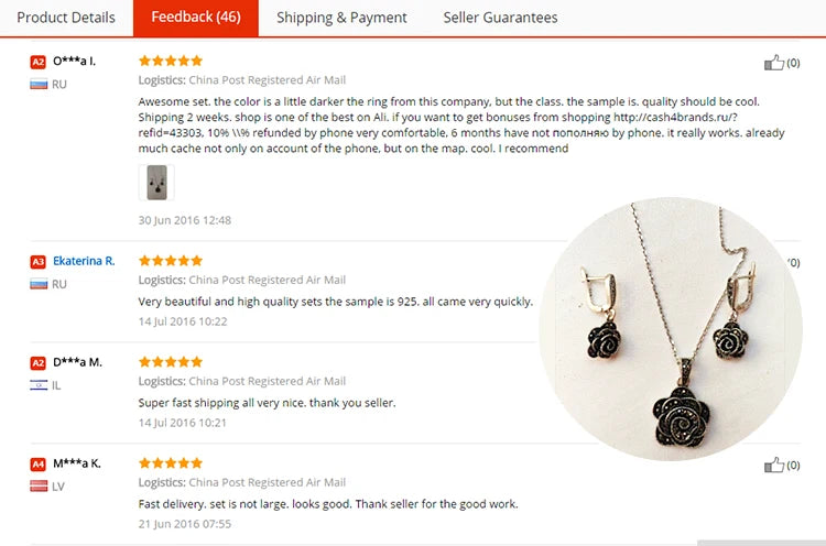 Ajojewel Brand Parure Bijoux Elegant Crystal Rose Flower Necklace Earrings Black Vintage Jewelry Sets For Women