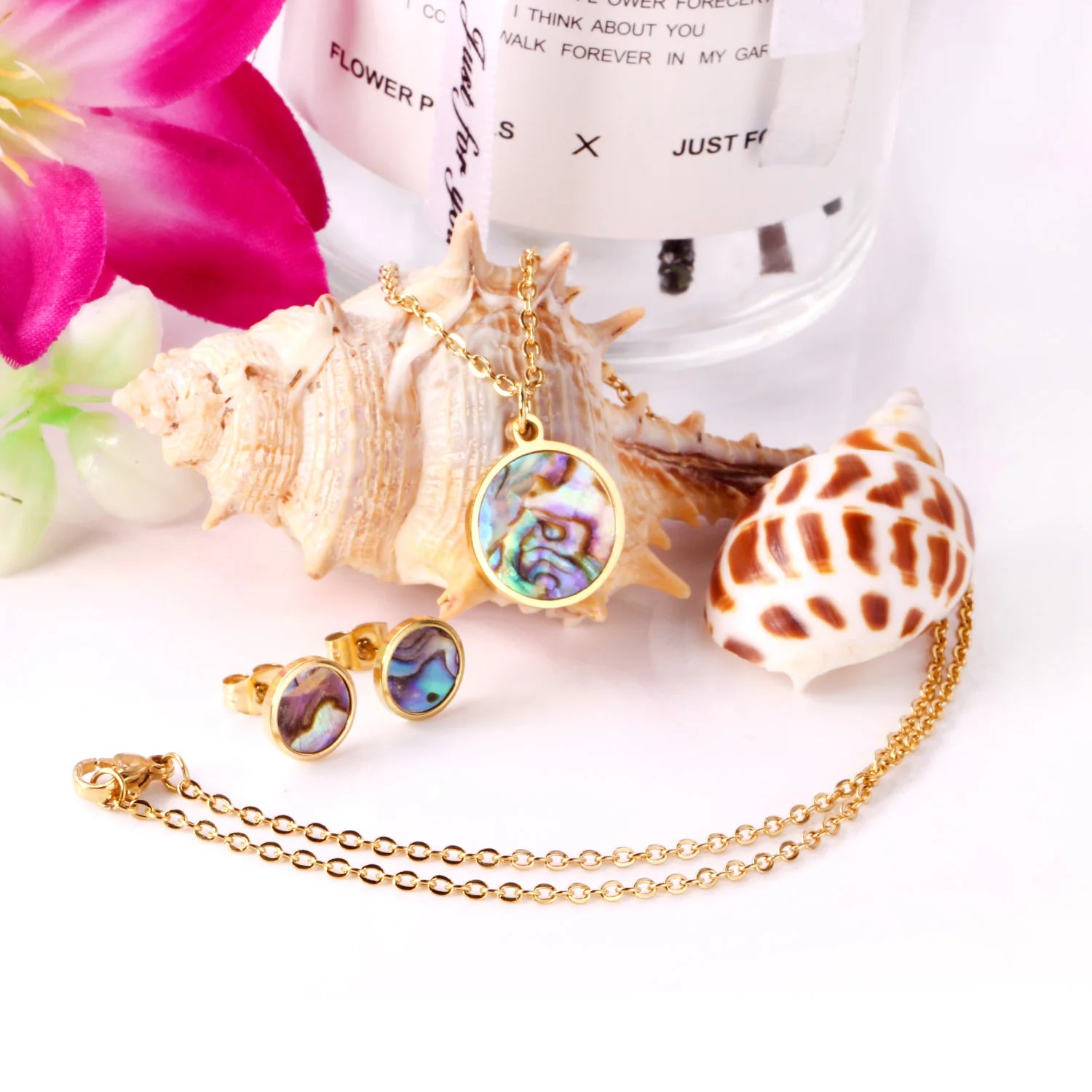 LUXUSTEEL Hiphop Jewelry Sets Eye Round Pendant Necklace Stainless Steel Golden Color Statement Necklaces For Women/Girl Bijoux