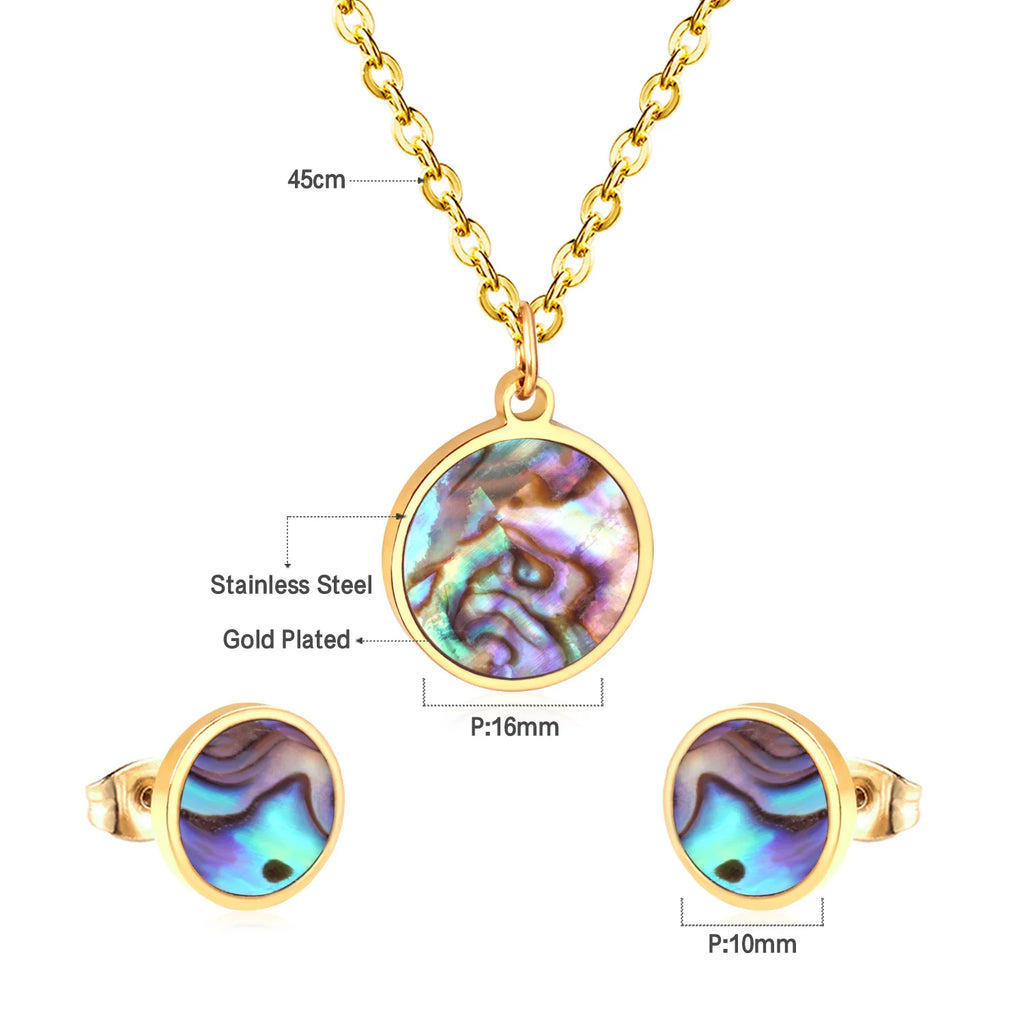 LUXUSTEEL Hiphop Jewelry Sets Eye Round Pendant Necklace Stainless Steel Golden Color Statement Necklaces For Women/Girl Bijoux
