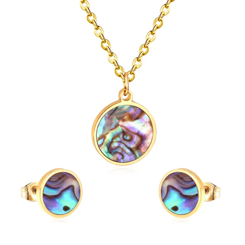 LUXUSTEEL Hiphop Jewelry Sets Eye Round Pendant Necklace Stainless Steel Golden Color Statement Necklaces For Women/Girl Bijoux