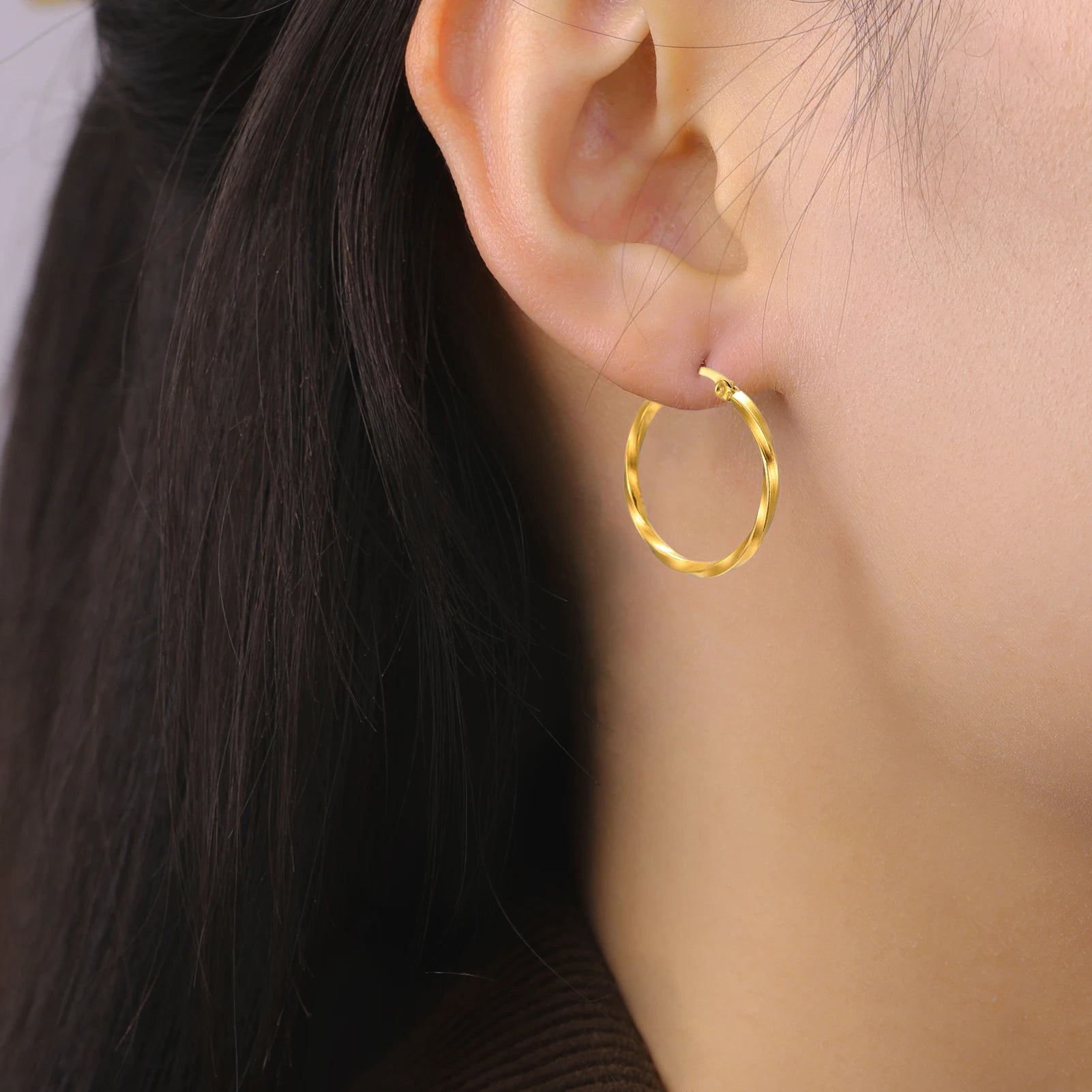 Cazador 28-54MM Hoop Earrings Women Real Gold Plated Stainless Steel Earrings Trend 2026 Jewelry Party Birthday Valentine Gift