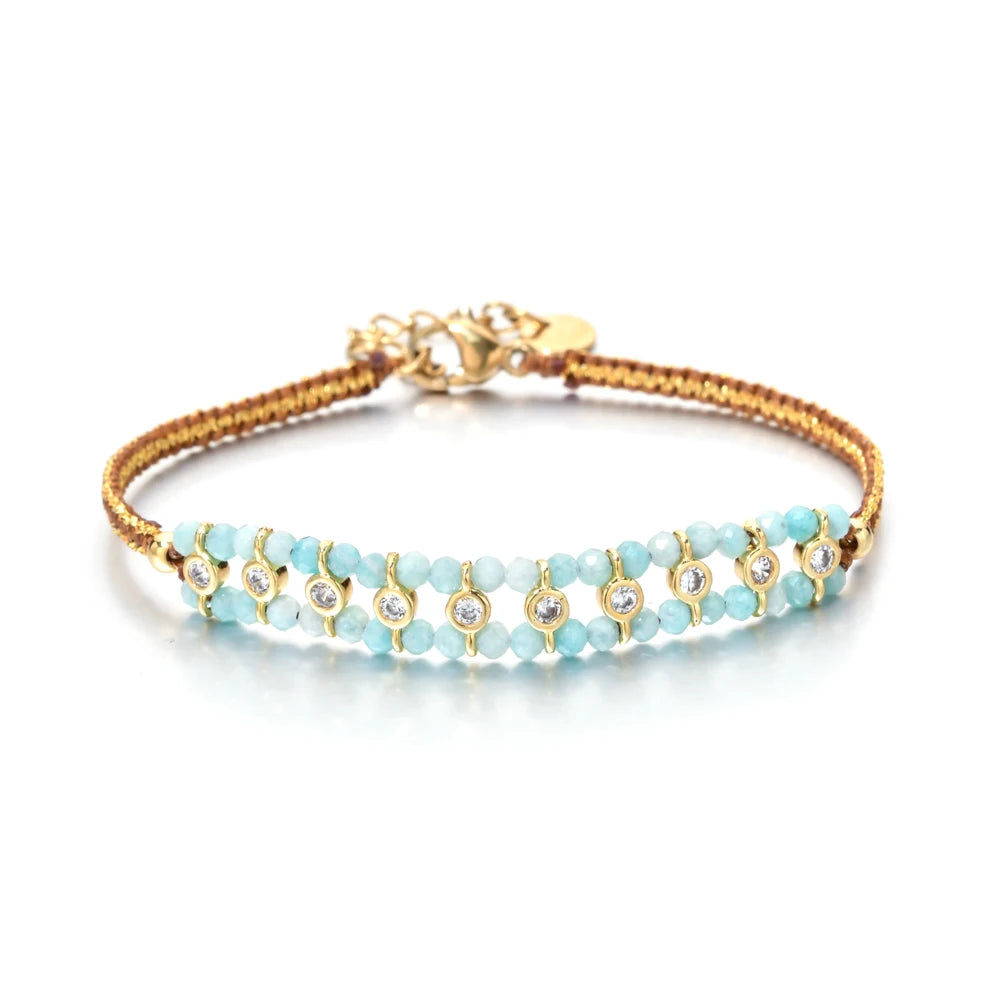 2026 New Handmade Braided Bracelet Jewelry for Women Gold Plated Crystal Beads Bracelets Bijoux Fashion Pulseras Femme