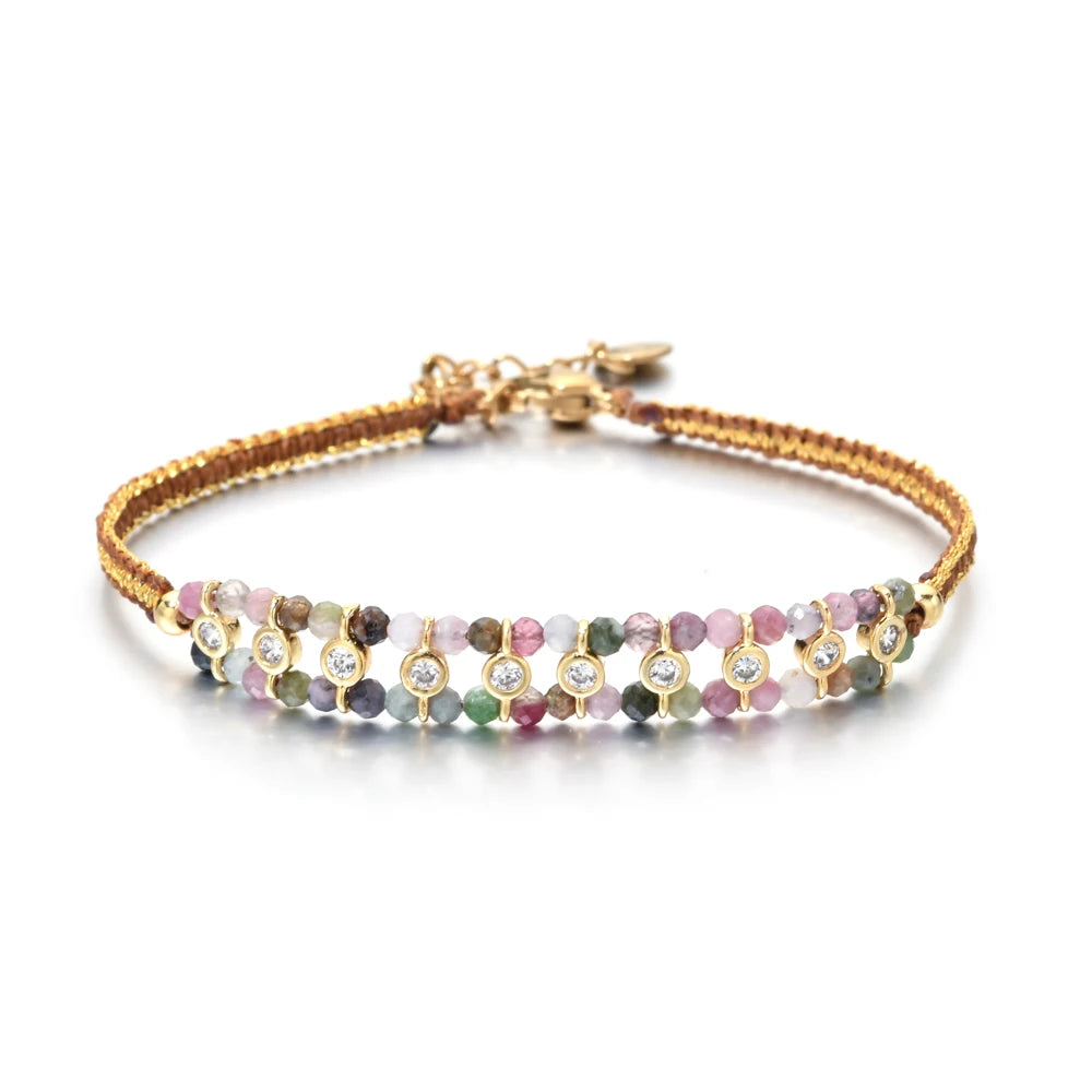 2026 New Handmade Braided Bracelet Jewelry for Women Gold Plated Crystal Beads Bracelets Bijoux Fashion Pulseras Femme