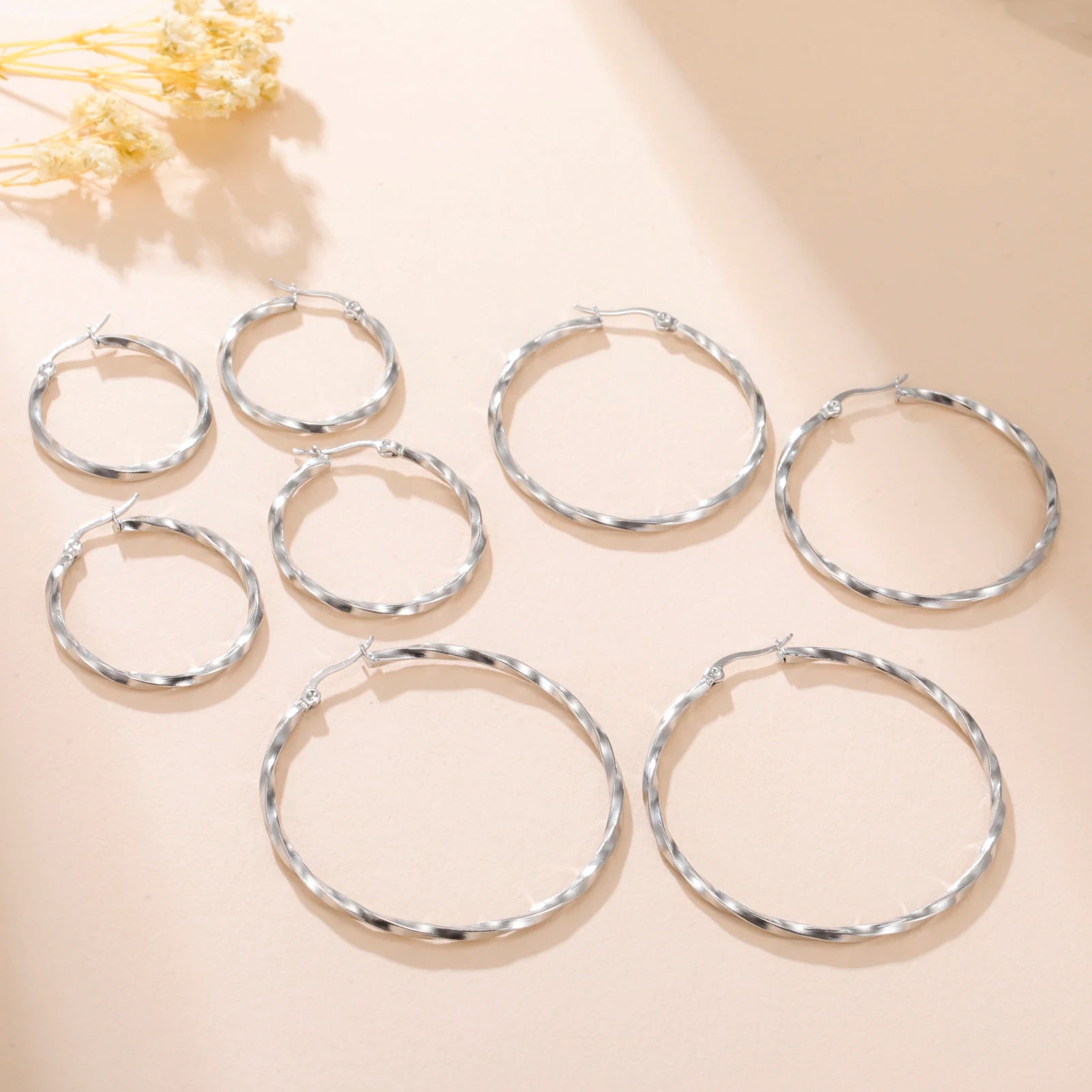 Cazador 28-54MM Hoop Earrings Women Real Gold Plated Stainless Steel Earrings Trend 2026 Jewelry Party Birthday Valentine Gift