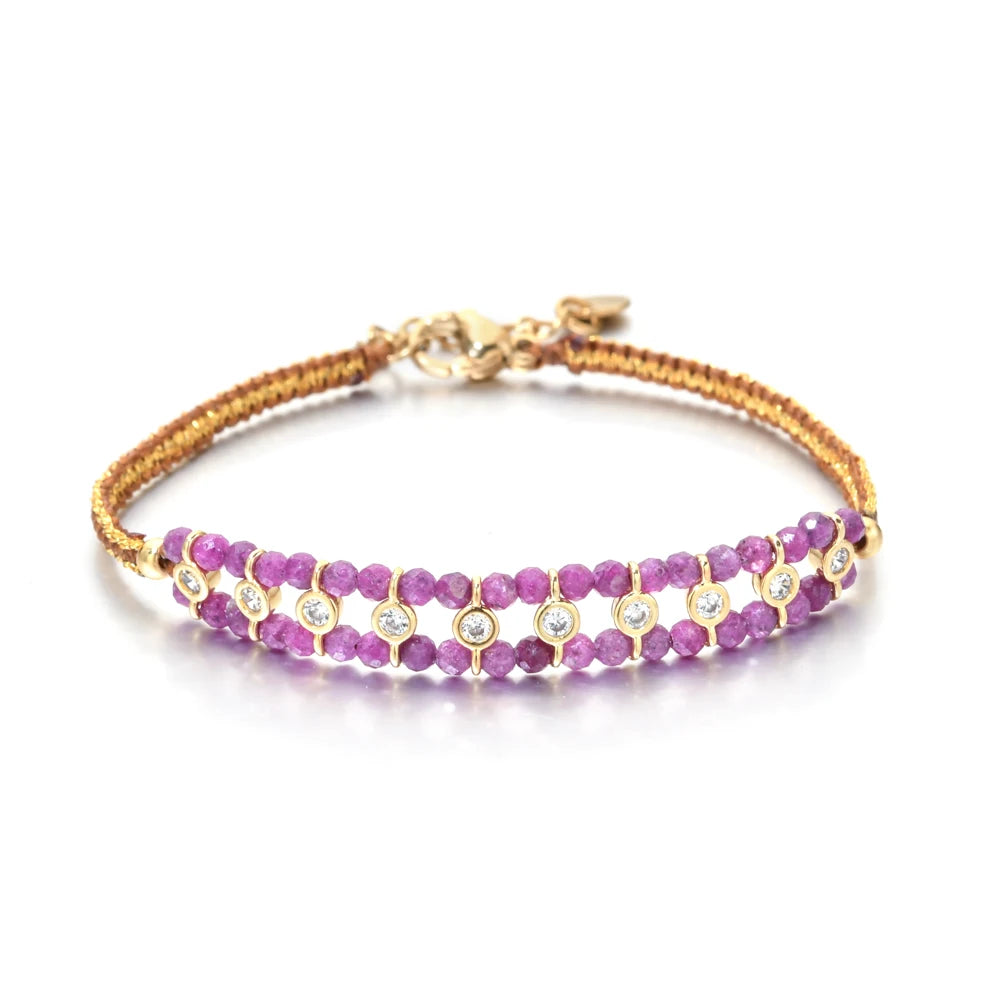 2026 New Handmade Braided Bracelet Jewelry for Women Gold Plated Crystal Beads Bracelets Bijoux Fashion Pulseras Femme