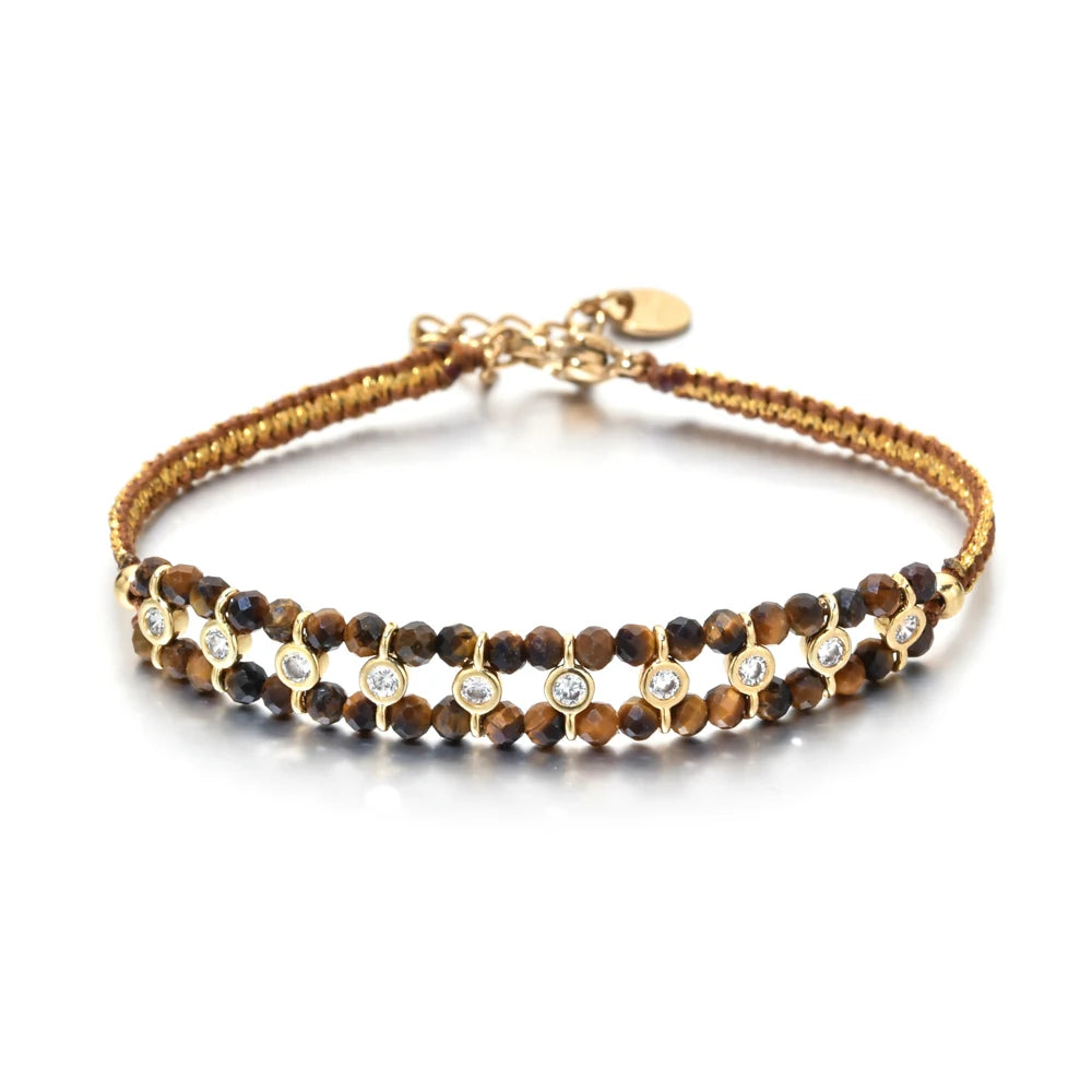 2026 New Handmade Braided Bracelet Jewelry for Women Gold Plated Crystal Beads Bracelets Bijoux Fashion Pulseras Femme