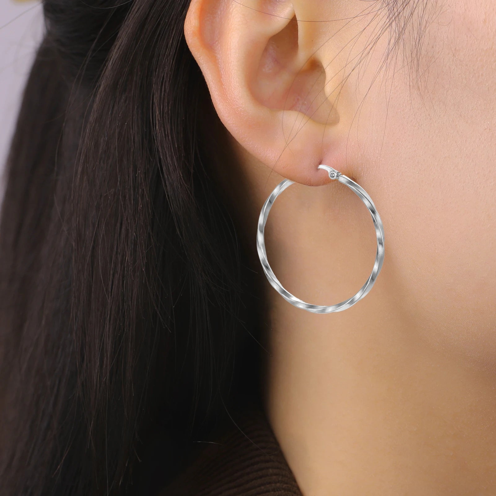 Cazador 28-54MM Hoop Earrings Women Real Gold Plated Stainless Steel Earrings Trend 2026 Jewelry Party Birthday Valentine Gift