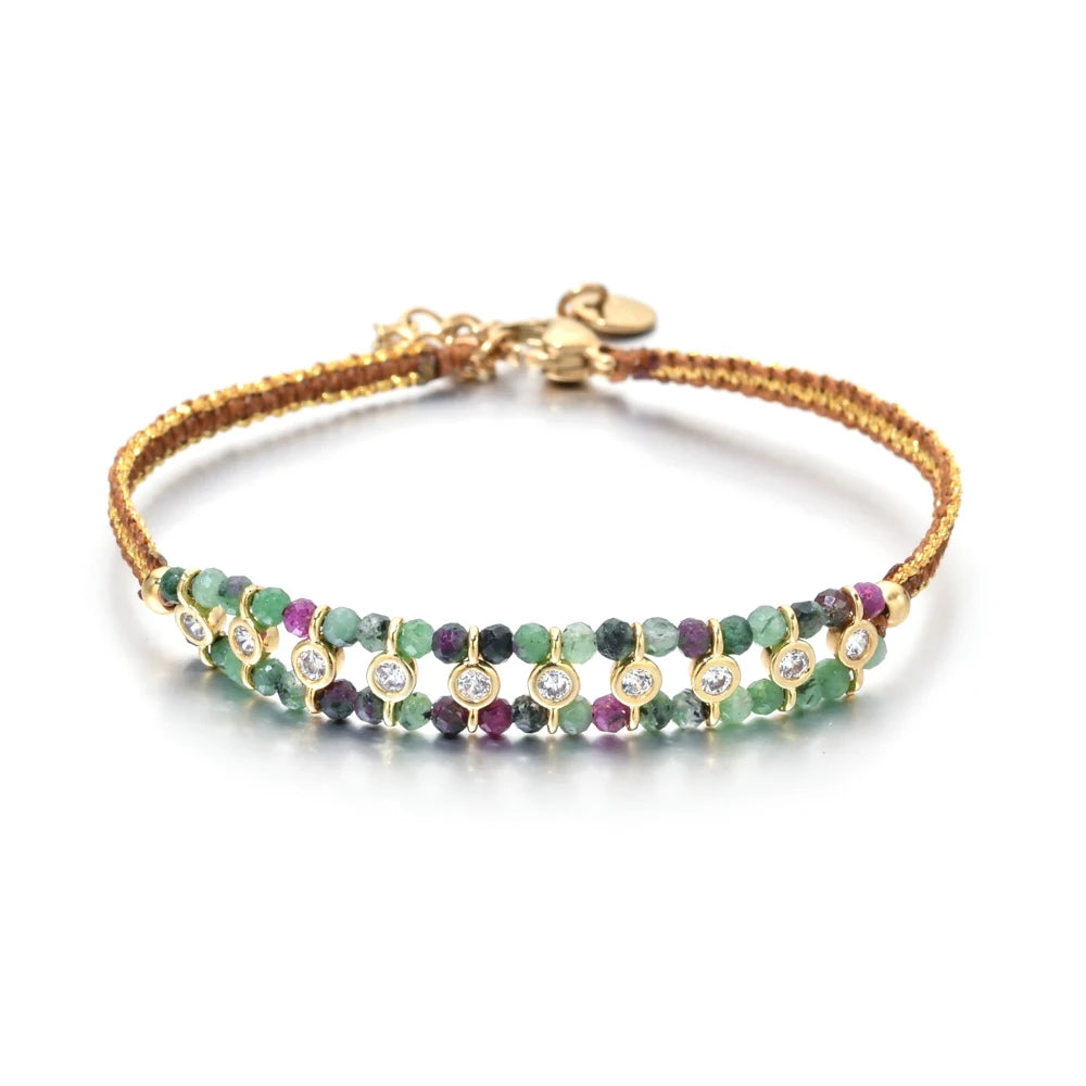 2026 New Handmade Braided Bracelet Jewelry for Women Gold Plated Crystal Beads Bracelets Bijoux Fashion Pulseras Femme