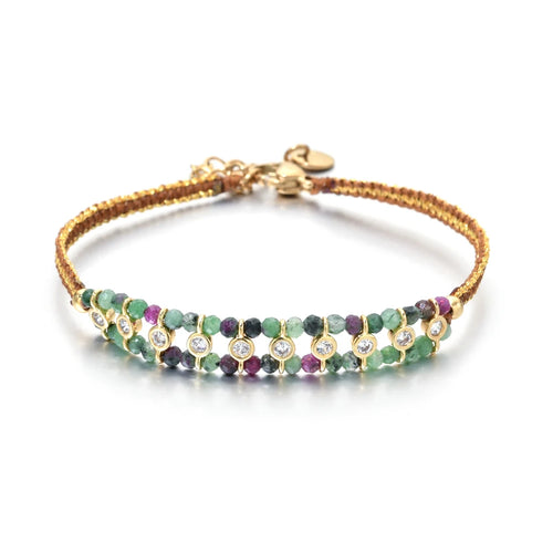 2026 New Handmade Braided Bracelet Jewelry for Women Gold Plated Crystal Beads Bracelets Bijoux Fashion Pulseras Femme