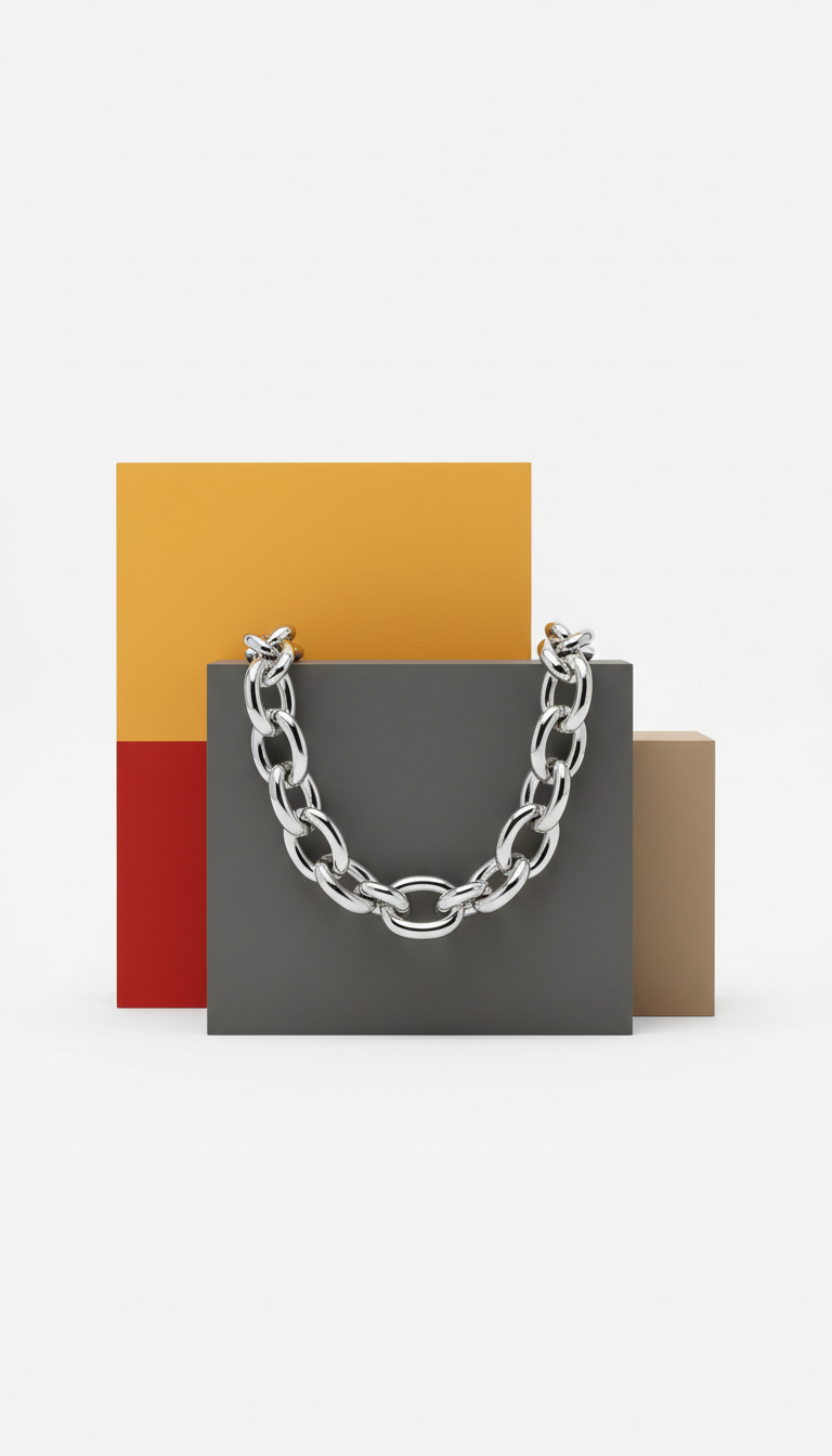 Collier chaîne argent sculptural